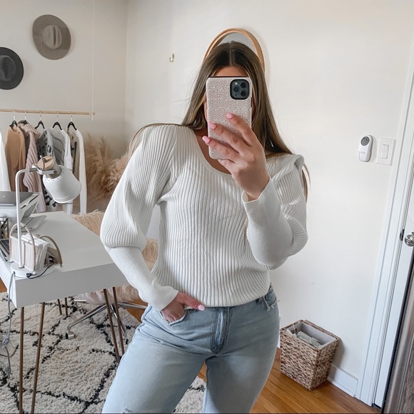 Express Sweaters - 3 for $35 Express white ribbed puff sleeve sweater